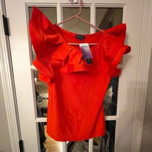 Garcia red/orangish blouse ruffled sleeves NWT Large Read ALL INFO,SOLD AS IS